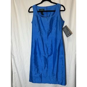 Lauren Ralph Lauren Vintage NWT Silk Shift Dress Royal‎ Blue Size 6 L10